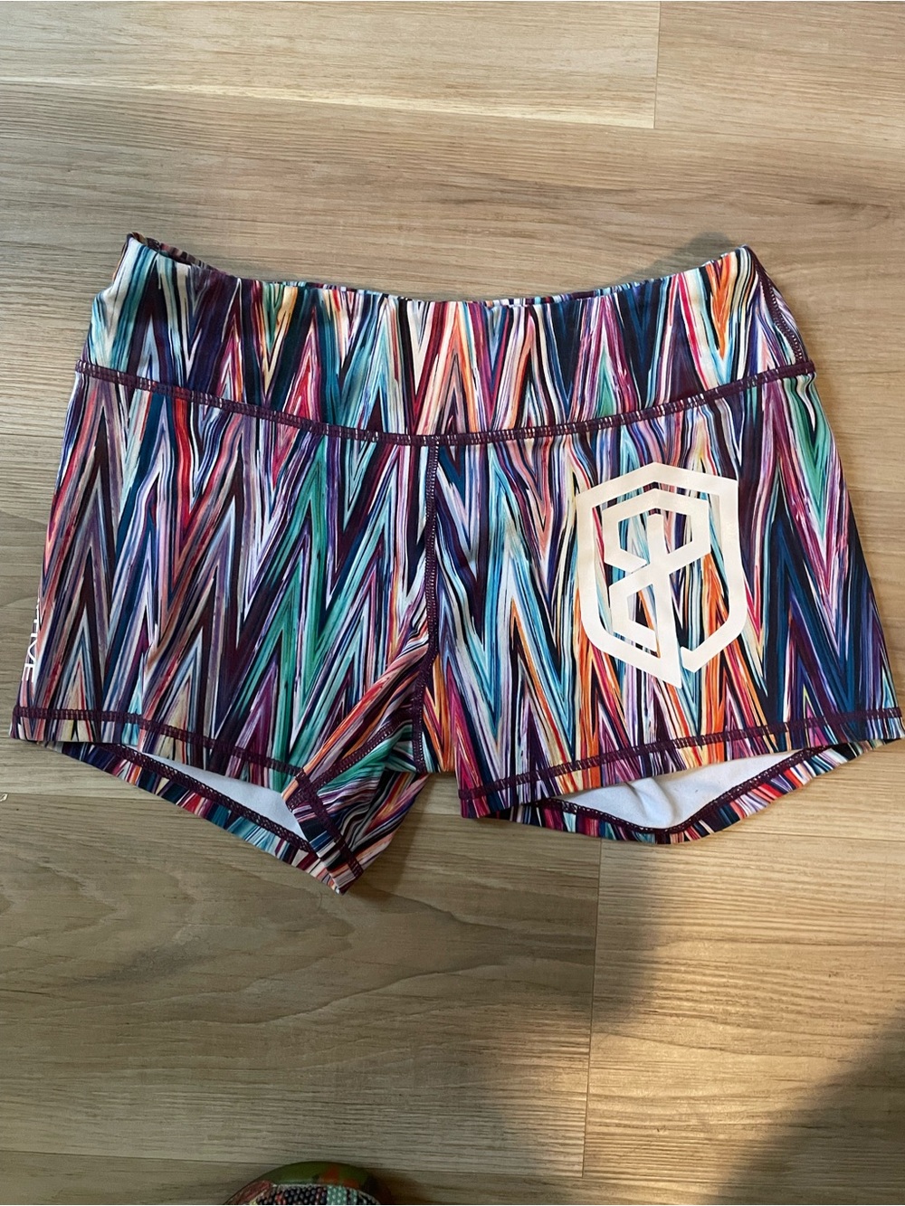 Born Primitive Multicolor Zigzag Pattern Bike Shorts with White Logo